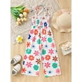 thumbnail image 3 of Suealasg Little Girl Cami Jumpsuit 2T 3T 4T 5T 6T 7T Kids Girls Sleeveless Flower Print Tie Up Spaghetti Strap Romper Pants Child Girls Summer Clothes, 3 of 8