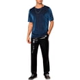 thumbnail image 2 of Camisetas de malla transparente Inspire Chic para hombres, camiseta de manga corta, camiseta brillante con purpurina metálica, M azul, 2 of 5