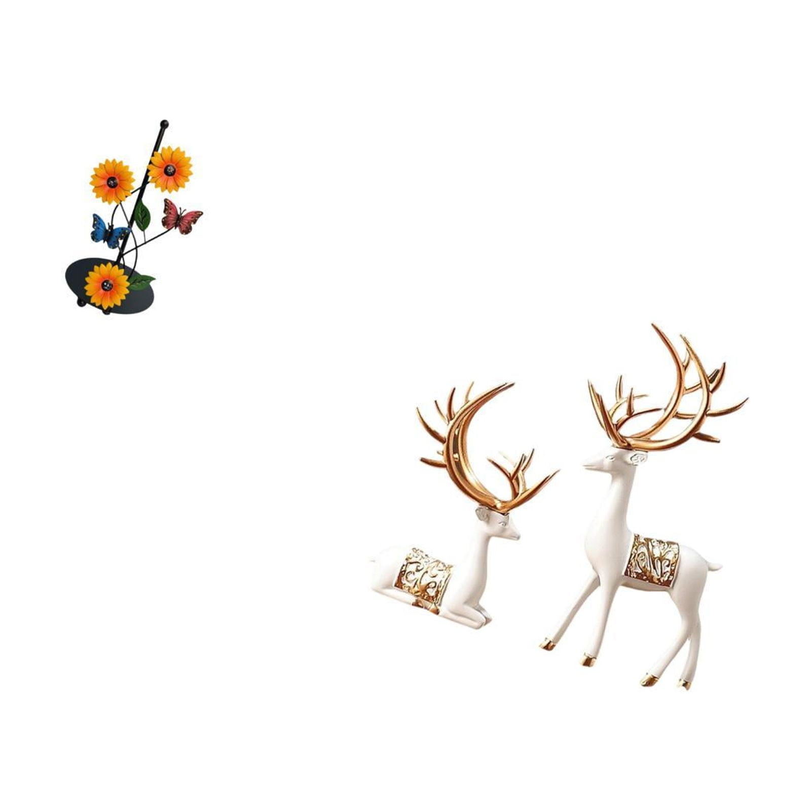 Fiocias Toilet Paper Holder Set Paper Towel Holder Countertop Kitchen Roll Holder Standing Deer Sculpture Statue Resin Iron Ornament Suitable for Gi