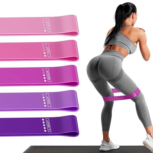 Resistance Loop Exercise Bands,Resistance Bands Exercise Bands for Home Fitness,Stretching,Strength Training,Physical Therapy,Elastic Workout Bands for Women Men Kids,Set of 5