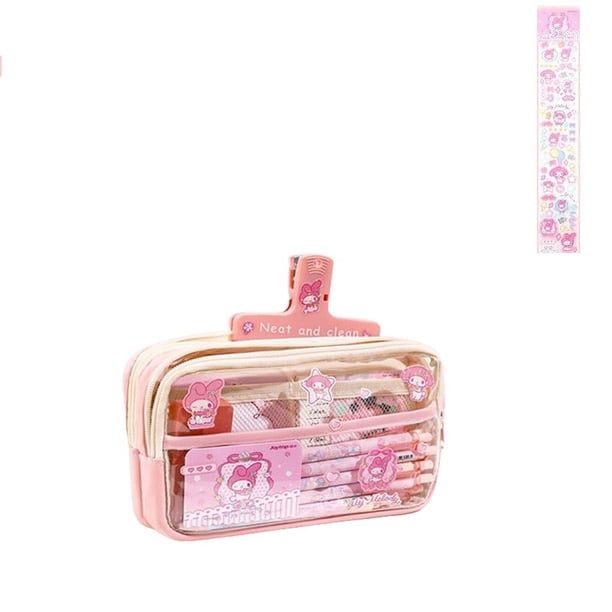 Estuche transparente de gran capacidad para niñas, niños y estudiantes de primaria
