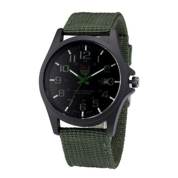 Military Watch Mens Watch Mens Date Stainless Steel Military Sports Analog Quartz Army Wrist Watch Bk