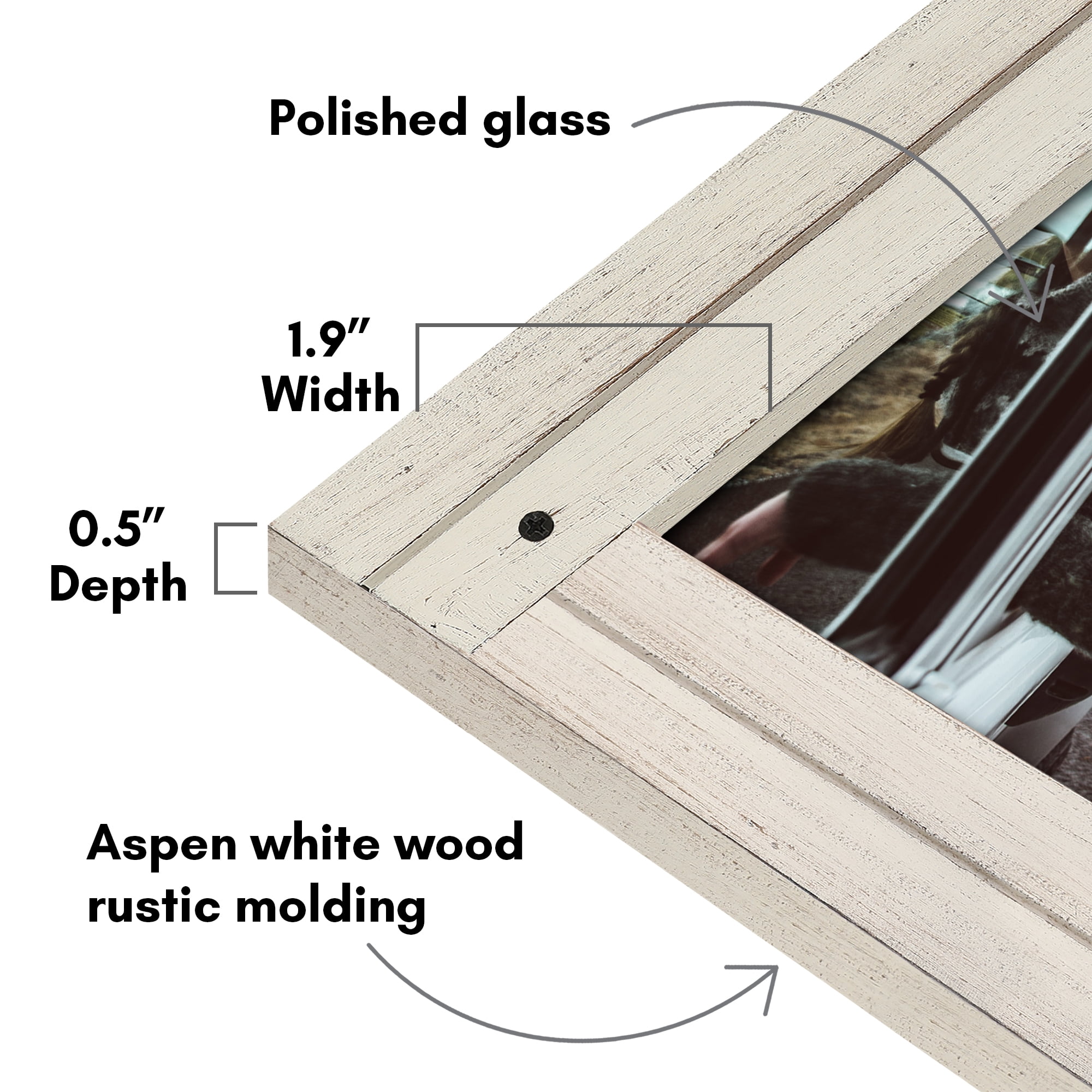 Americanflat 4x6 Hinge Frame Hinged Triple Photo Openings Polished Glass Distressed Collage - Aspen White
