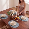 thumbnail image 5 of Vaukki Oval Vinyl Placemats Set of 6, Waterproof Faux Leather Table Mats, Heat Resistant Non Slip Wipeable for Dining Table, Blue, 5 of 12