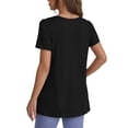 thumbnail image 3 of MOYIKO Women Summer Top V Neck Basic T Shirts Short Puff Sleeve Tee Casual Loose Everyday Wear Black T-Shirt Clothes Size L, 3 of 7