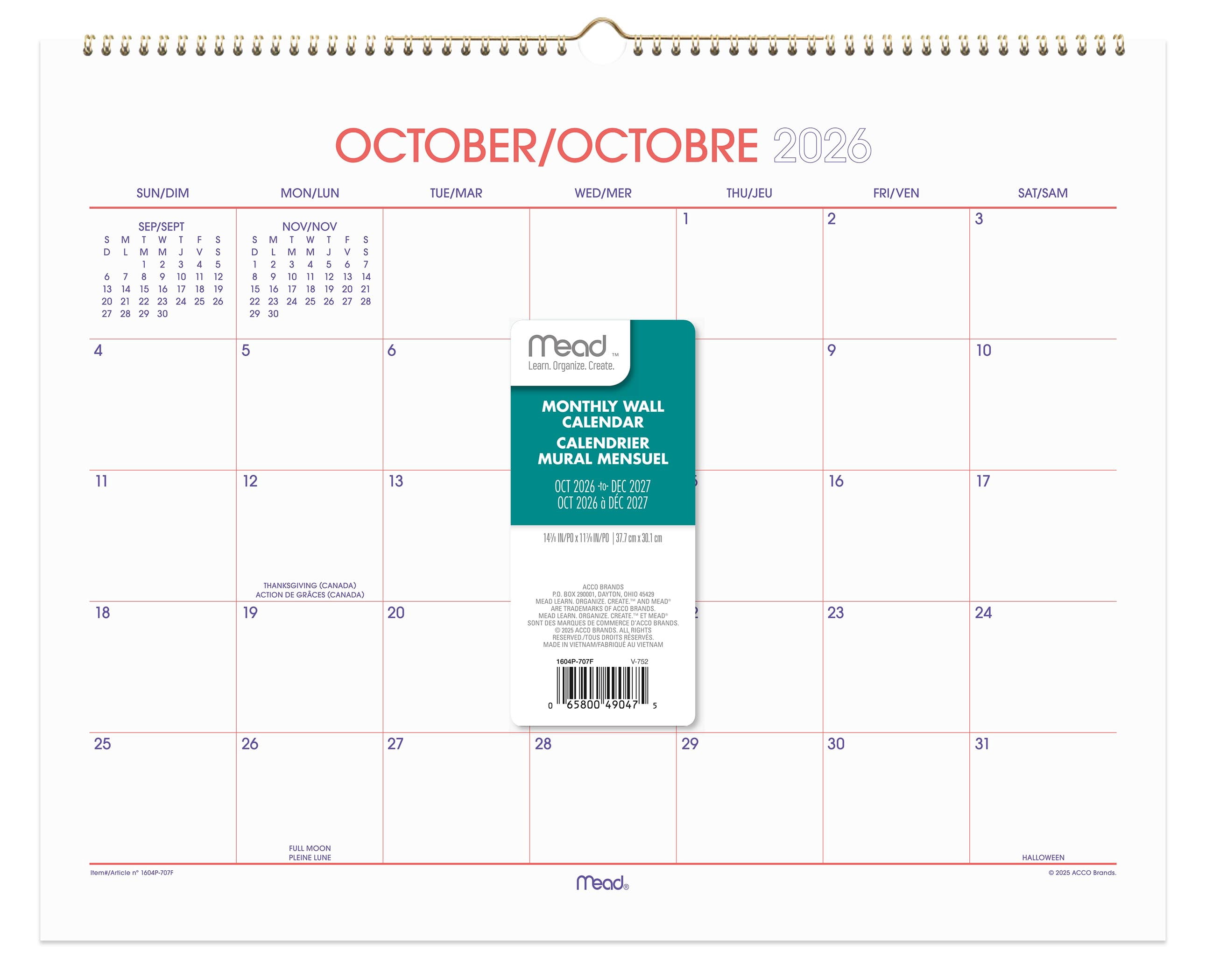 2027 Mead® Color Pop Wall Calendar