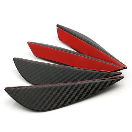 4Pcs/set Black Carbon Fiber Fit Front Bumper Lip Splitter Fin Air Knife Auto Body Kit Valence Chin Accessory