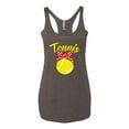thumbnail image 2 of Wild Bobby, Tennis Mom Cute Bow Ribbon Tennis Ball, Mother's Day, Women Tri-Blend Racerback Tank Top, Brown, Medium, 2 of 3
