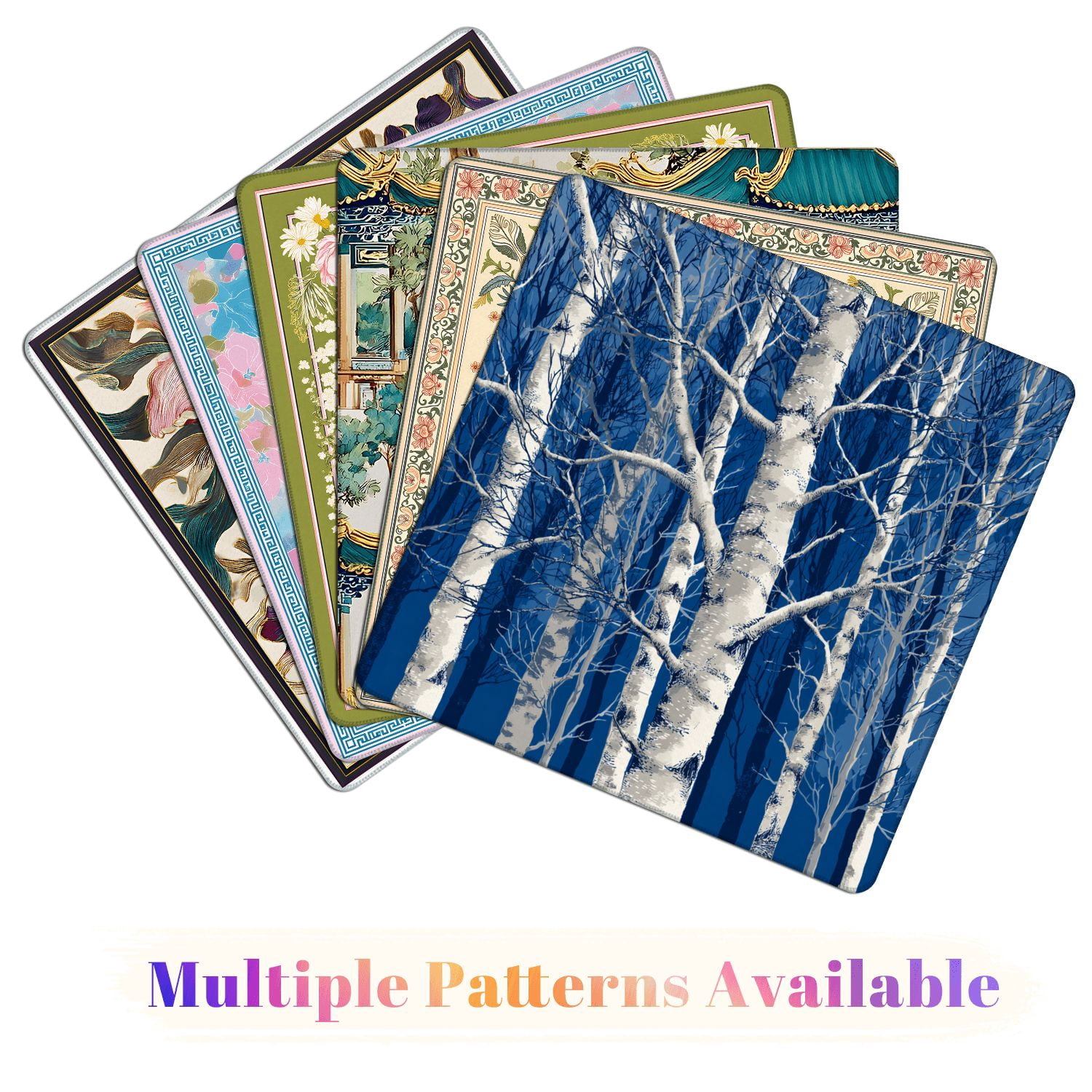 Mahjong Mat 31.5" x 31.5" seamless horizontal trees birches Black white Non-Slip Noise Reduction American Mahjong Tiles Table Cover for Dominoes Poker Card Board Games Gift