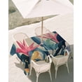 thumbnail image 3 of 54x80 Inch Outdoor Tablecloth with Umbrella Hole Zipper Rectangle Summer Leaves Rectangular Tablecloths Outside Waterproof Retro Country Colorful Tropical Plant Patio Table Cover for Picnic Party, 3 of 8