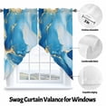 thumbnail image 3 of Abstract Art Swag Curtain Valance for Windows, Blue Ombre Marble Stone Gold Cracks Modern Window Treatments Short Swag Topper for Kitchen Windows Bathroom Bedroom, 36"x63", 3 of 8