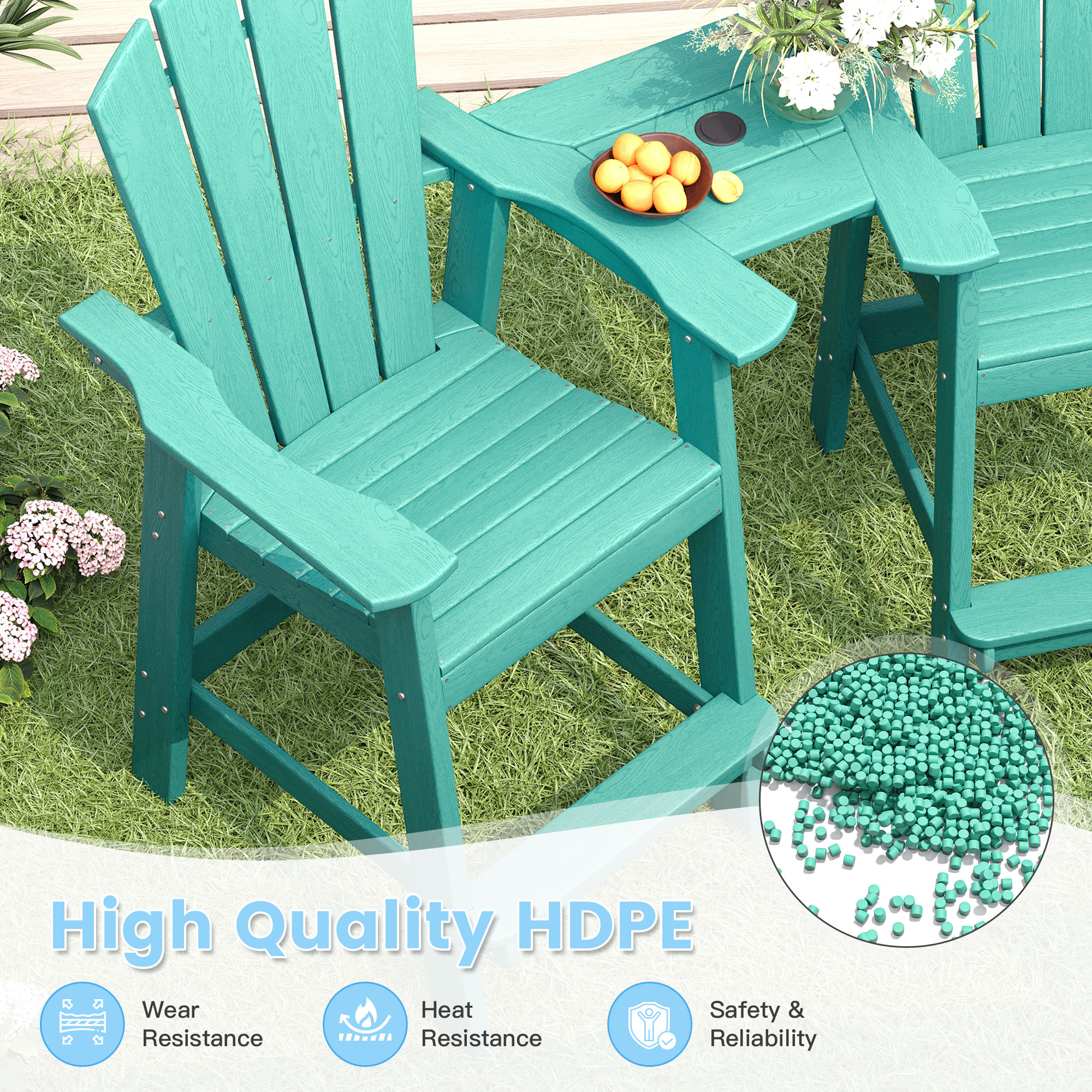 Vicllax Outdoor Tall Adirondack Chairs Beach Style HDPE for Garden 28.9"Lx22.6"Wx52.2"H