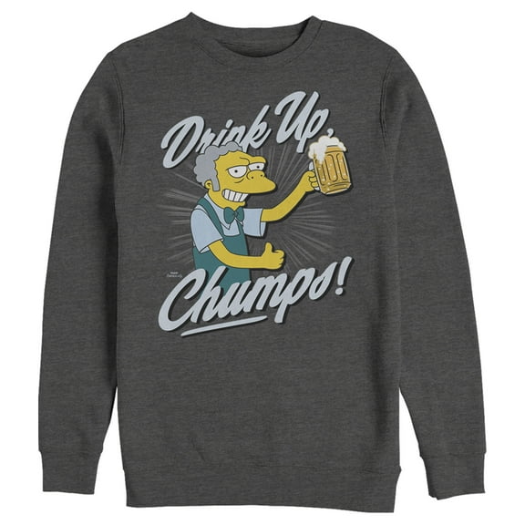 Men's The Simpsons Drink Up, Champs  Sweatshirt Charcoal Heather Large
