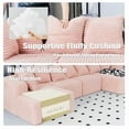 thumbnail image 3 of 130" Cloud Couch, Pink Modern Sectional Couch for Living Room, U-Shaped Sofa with Chaise Lounge, Striped Corduroy Upholstery, 4-Seater, Pillow Back, 3 of 9