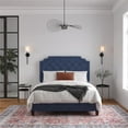 Novogratz Eloise Upholstered Platform Bed Frame with Tall 56" Button