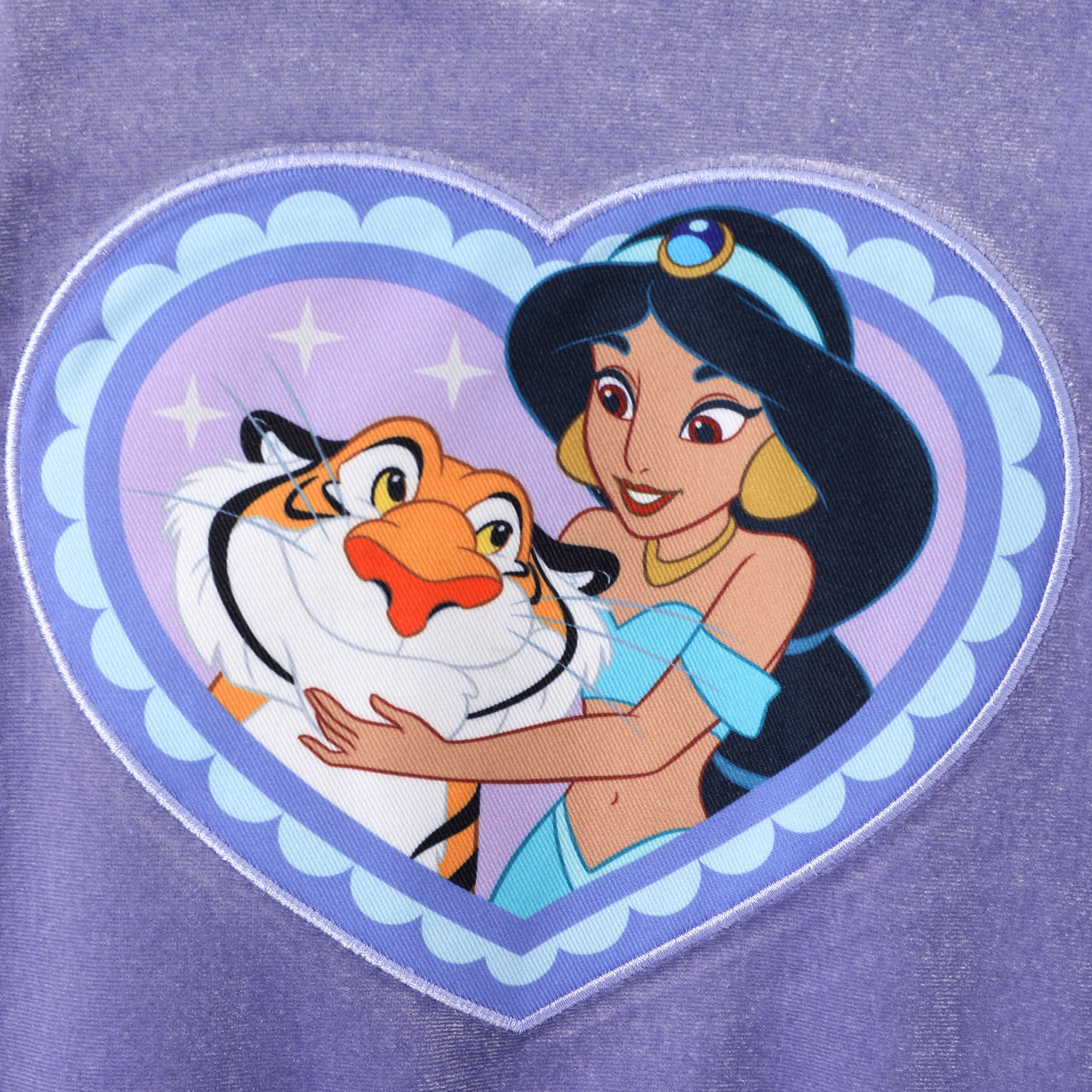 Disney Princess Girls Hoodie Jasmine Graphic Heart Sweatshirt and Flared Pants Velvet 2 Pieces School Outfits Toddler 4-5T