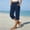 10-Navy, variant on Women's Cotton Linen Capri Pants, Elastic Waist Loose Straight Leg Cropped Trousers with Pockets, Side Slit Button Casual Summer Pants for Daily Wear 08-Light Blue S