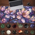 thumbnail image 2 of Floral Desk Mat Gaming Large Mouse Pad Desk Keyboard Pad, Long Computer Mat Faux Stained Glass Artistic Patterns Mouse Mat, Aesthetic Floral Purple & Pink Desk Protector Office Decor 31.5" X 15.7", 2 of 6