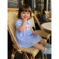 thumbnail image 3 of BemeyourBBs Toddler Baby Girl Crayfish Summer Gingham Dress Little Girl Plaid Sundress Lobster Embroidered Puff Short Sleeve Doll Collar A-line Dresses, 3 of 9