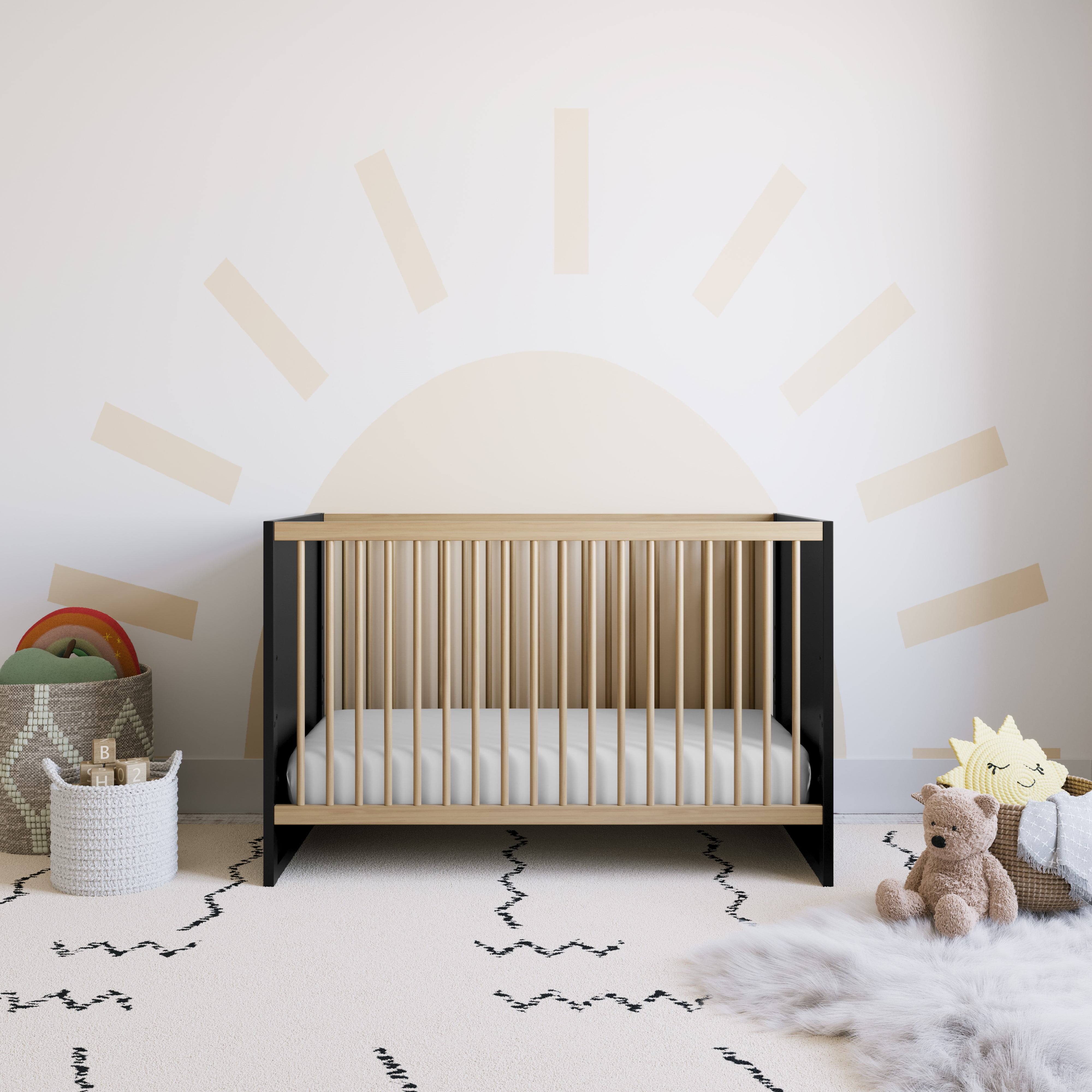 Storkcraft Calabasas 3-in-1 Convertible Baby Crib, Black with Driftwood