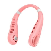 Cooling Fan 5W Rechargeable Personal Neck Hanging Fan Portable Adjustable Air Cooler, Pink
