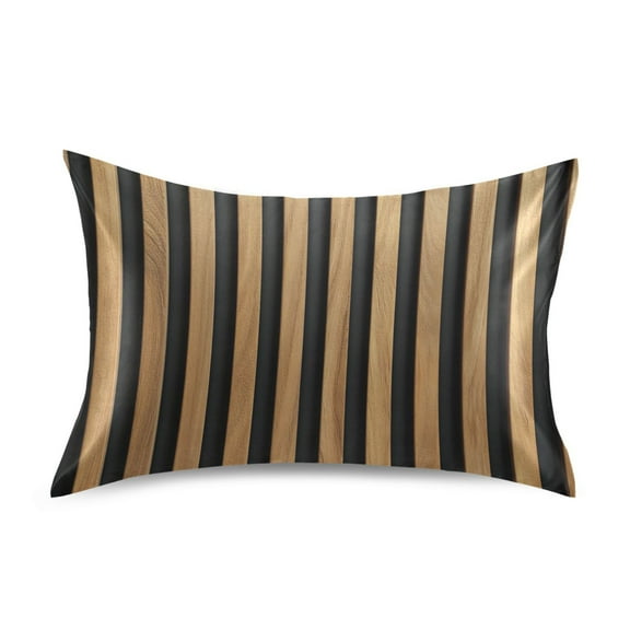 Brown Stripes Luxury Silky Soft Pillowcase Standard Size Wrinkle Resistant Envelope Closure 20x26in