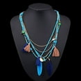 thumbnail image 3 of harmtty Women Boho Ethnic Style Feathers Tassels Beads Multi-layer Chain Necklace,Green, 3 of 8