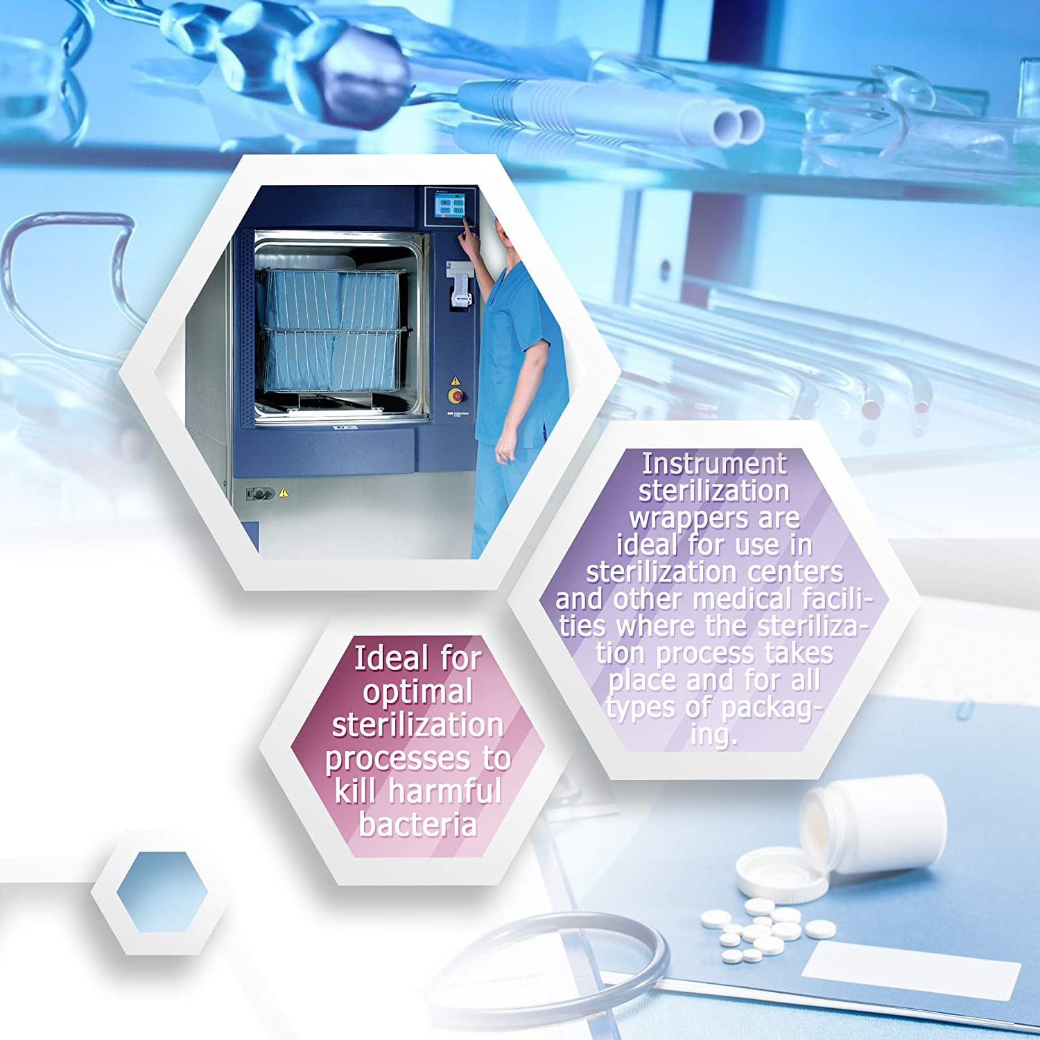 Buy Sterilization Wrap 15 x 15 100pcs/Bag Blue Autoclave Wraps for