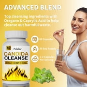 Candida Cleanse - with Oregano Leaf, Wormwood, Black Walnut, Caprylic Acid - Promotes Gut Detox & Cleansing, Improves Digestion - 60 Capsules