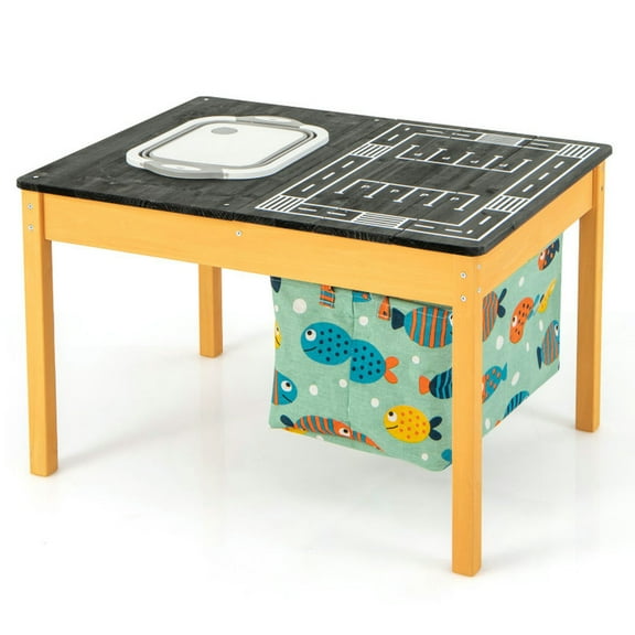 Canddidliike 3-in-1 Kids Sand Water Activity Table with Foldable Storage Bin, Kids Table for Arts & Crafts, Snack Time, Homeschooling, Homework