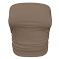 thumbnail image 4 of KHONTS Women's Solid Color Stylish Bandeau Sleeveless off Shoulder Longline Crop Tops Summer Casual Slim Fit Camisole Khaki S, 4 of 5