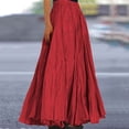 thumbnail image 2 of NANAIQ Maxi Skirts for Women 2025 - Long Flowy Pleated Pure Color Skirt, Casual Soft Casual Beach Skirt, Spring Summer Trendy Skirts for Women Daily Wear Red XL, 2 of 9