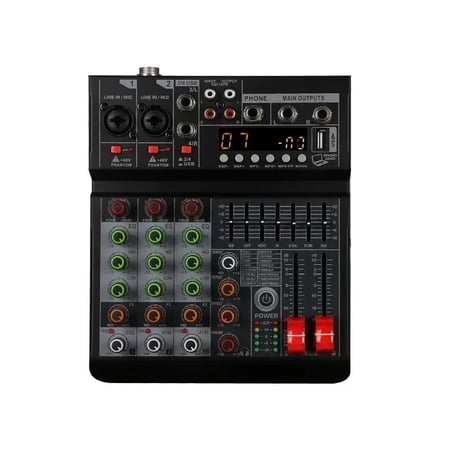 4 Channels Mixer Digital Mixer AUX Real Time Recording USB Digital Processor