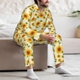 thumbnail image 7 of Sikiie European-style Pattern Sunflower Mens Pajama Set, Soft Warm Long Sleeve Sleepwear, Cozy Button-Down Pjs for Men-Medium, 7 of 7