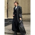 thumbnail image 1 of Chaqueta larga negra con solapa y bolsillo de manga larga para mujer, traje de cuero con hombrera Vintage, abrigo, ropa de calle para ir al trabajo nueva de otoño, 1 of 5