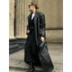 thumbnail image 1 of Chaqueta larga negra con solapa y bolsillo de manga larga para mujer, traje de cuero con hombrera Vintage, abrigo, ropa de calle para ir al trabajo nueva de otoño, 1 of 5