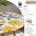 thumbnail image 4 of Round Fitted Tablecloth,Spring Yellow Flower on White Circle Table Cover Waterproof Table Cloth with Elastic Edge,Farmhouse Floral Leaves Outdoor Tablecloths for Kitchen Picnic 36-44in, 4 of 9