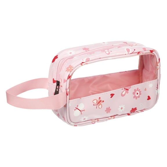 Unique Bargains 1 Pc Women Durable Small Makeup Bag for Vacation Camping Outdoor Activities Pink PU Leather