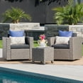thumbnail image 6 of GDF Studio Venice Outdoor Wicker 3 Piece Swivel Chat Set with Water Resistant Fabric Cushionsm, Mixed Black and Dark Gray, 6 of 11