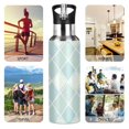 thumbnail image 5 of Water Bottles 34oz Straw Lid Wide Mouth Stainless Steel for School Sport Travel Clear Cerulean Block, 5 of 9