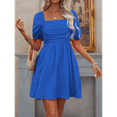 thumbnail image 7 of Mawalde Women'S Puff Short Sleeve Boho Dress Square Neck Summer A Line Dresses Blue L, 7 of 7