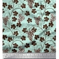 thumbnail image 1 of Soimoi Satin Silk Fabric Leaves & Grapes Fruits Print Sewing Fabric Yard 42 Inch Wide, 1 of 3