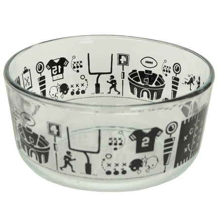 Pyrex 7201 4 Cup Round Glass Football Fanatic Sport Themed Storage