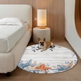 thumbnail image 2 of Orange Blue Starfish Coastal Round Area Rug 3.3Ft Washable Circle Rugs for Dining Room Table, Summer Beach Eucalyptus Retro Non-Slip Carpet Floor Mats Indoor Outdoor Carpet Runner Home Decor, 2 of 8