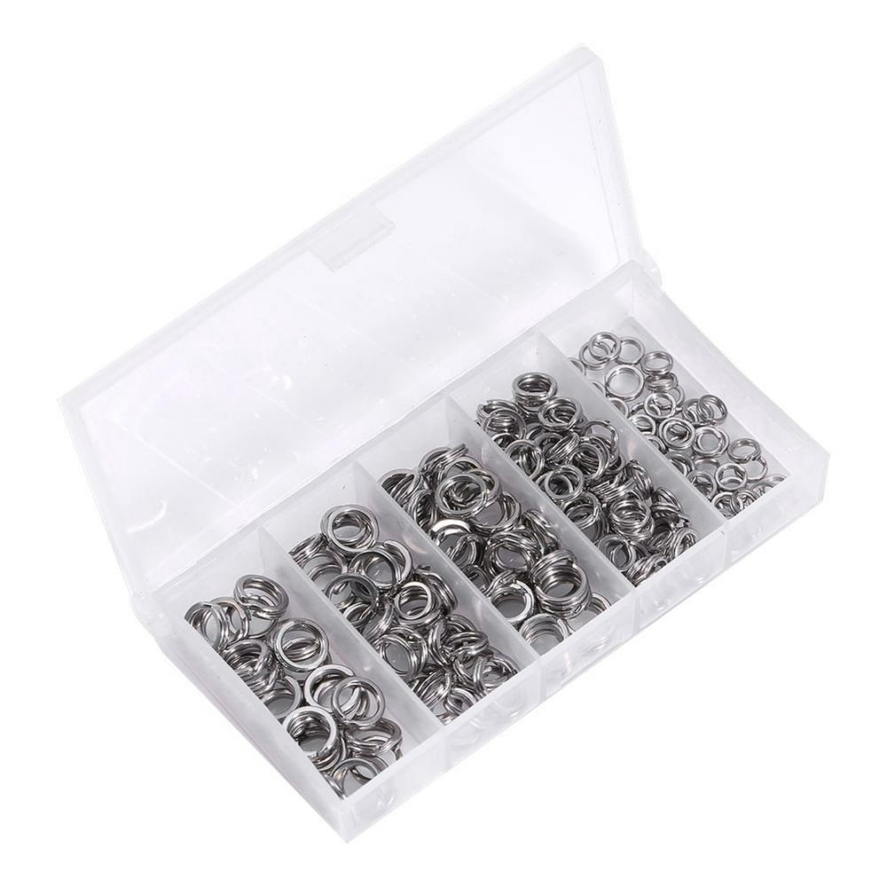 Dilwe 200Pcs 5Sizes Heavy Duty Stainless Steel Split Rings Solid Lures ...