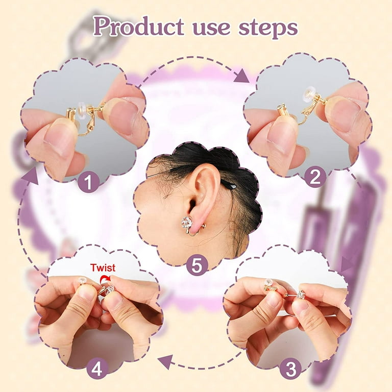 16 PCS Clip on Earrings Converter 5 Types Earring Converters Pierced to  Clip with 16 Pieces Comfort Earring Pads Golden Hook Earring Converter for