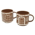 thumbnail image 4 of Holiday Time 2 pack Stoneware Gingerbread House Stackable Mug, Brown, Festive Drinkware, 4 of 6