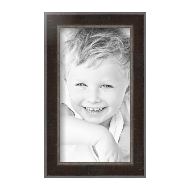 ArtToFrames 6" x 11" Dark Mahogany Silver Picture Frame, 6x11 inch Multi Wood Poster Frame (WOM-5024), Pack