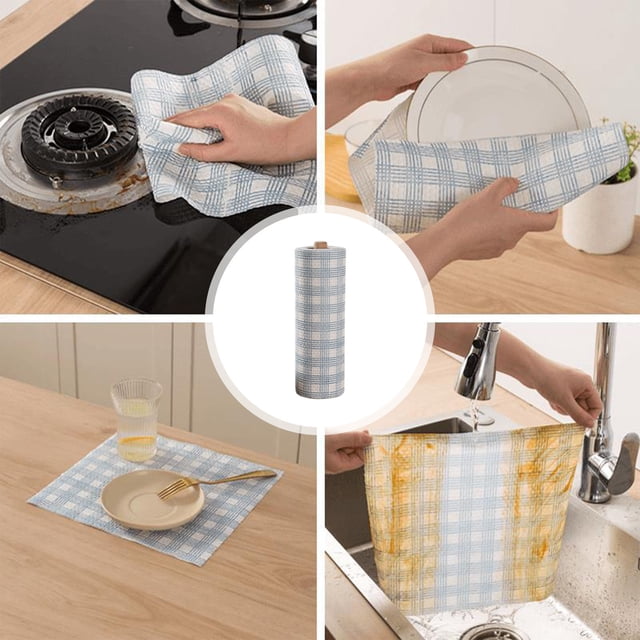 Penkiiy Paños desechables de limpieza de cocina Toallas de platos Paños reutilizables para cocina, baño, limpieza doméstica Aceite y agua para cocina húmeda y seca (2 paquetes)