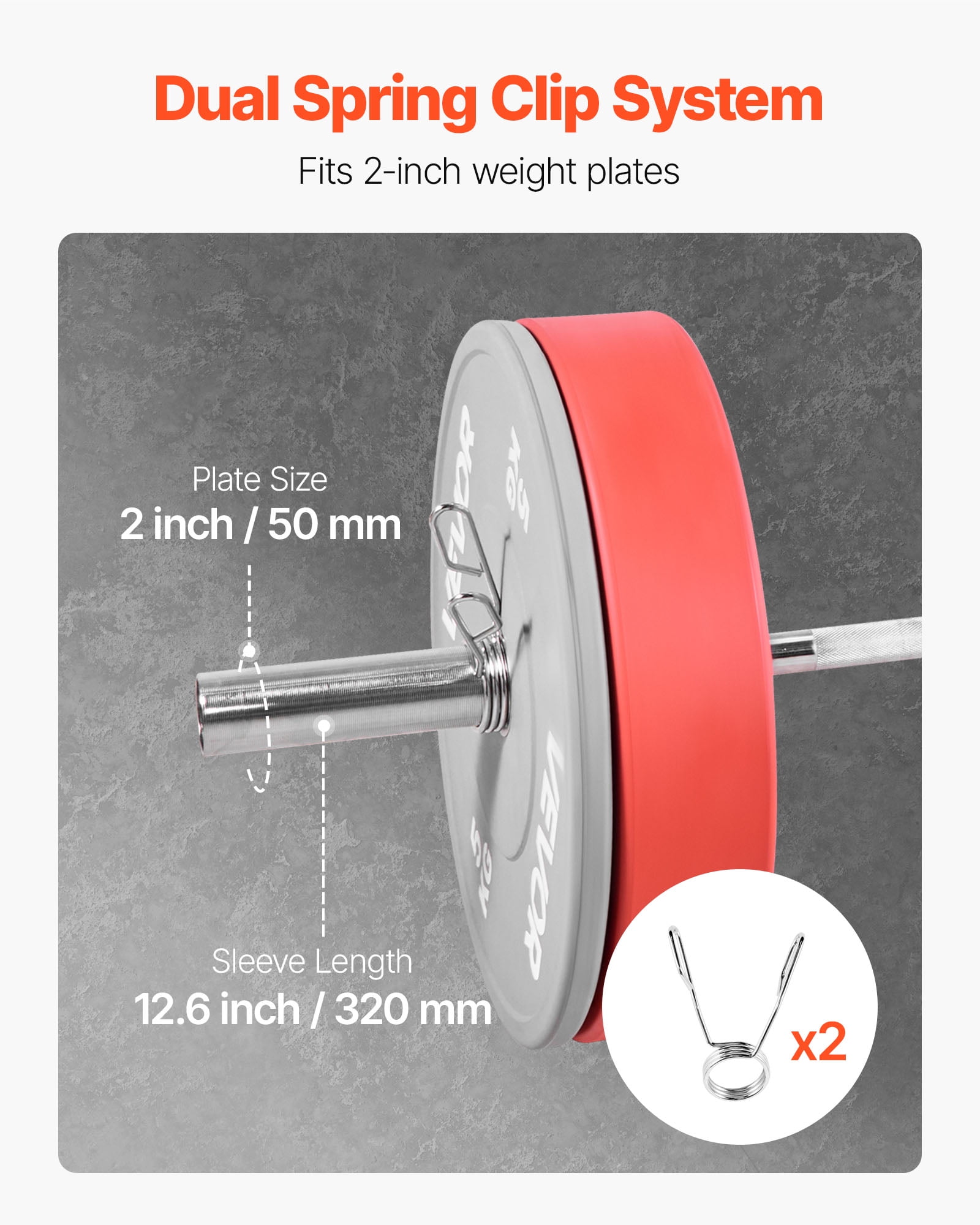 VEVOR 6FT Barbell Bar, Fits 2-Inch Weight Plates, Chrome Plated Barbell Bar with Knurled Grip for Strength Training, Weightlifting, Squat, Deadlift, Bench Press,Curl,Overhead Press,550lbs Capacity